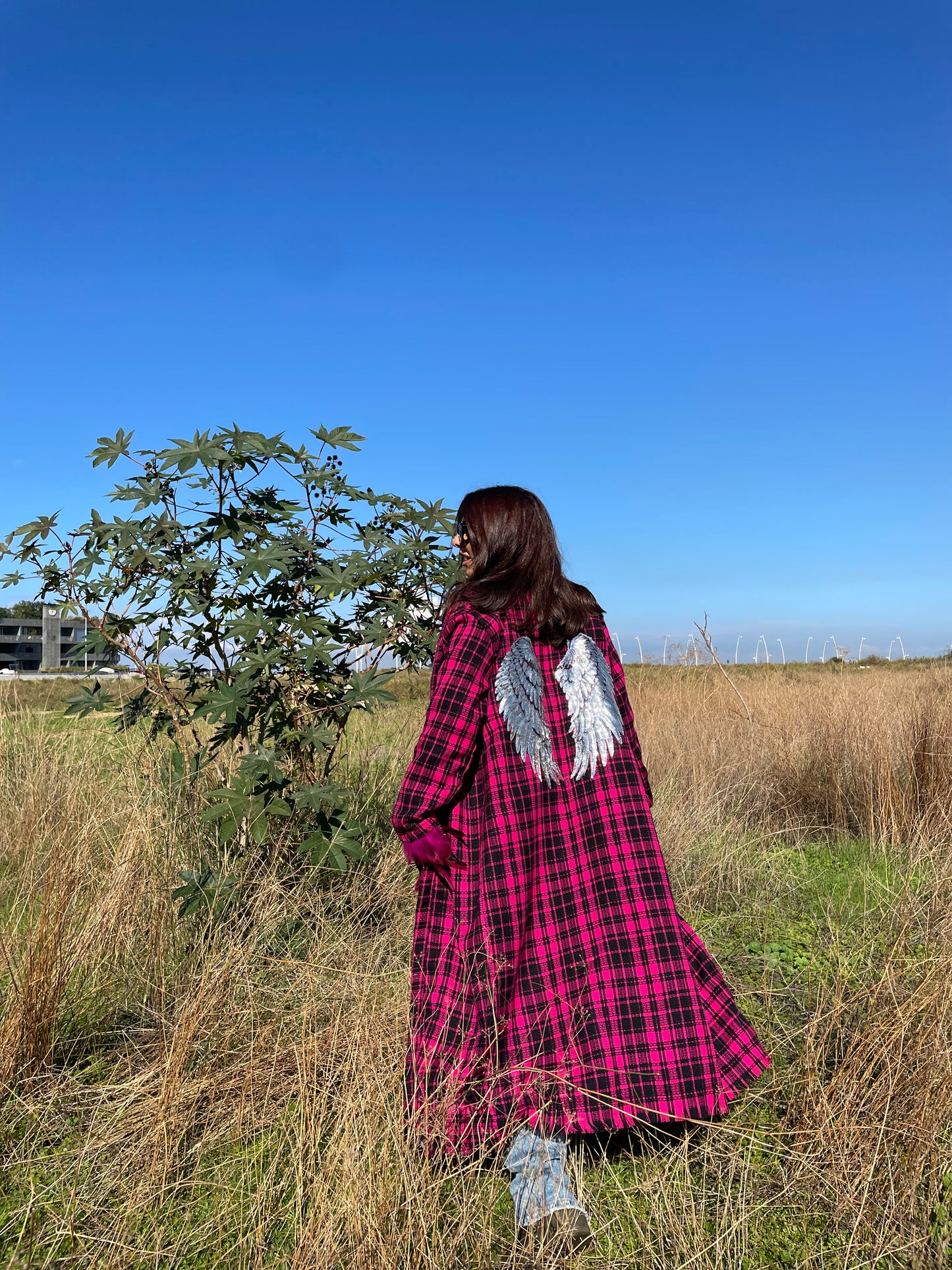 Luxury Women Tweed Pink Winter Kimono