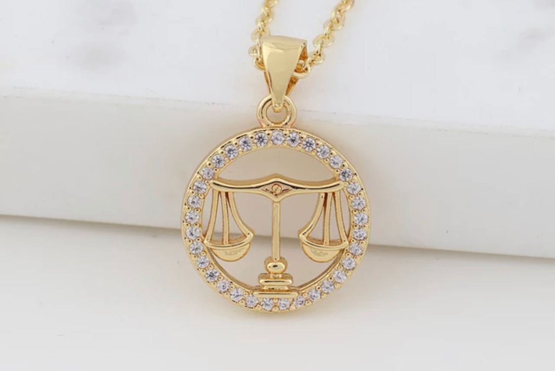 Elegant Horoscope Gold Tone Beads Necklace