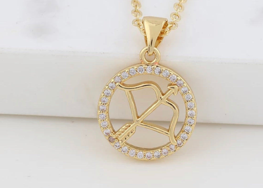 Elegant Horoscope Gold Tone Beads Necklace