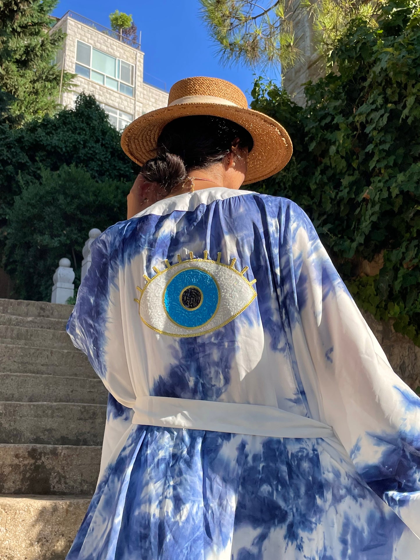 Women Tie Dye Eye Signature kimono