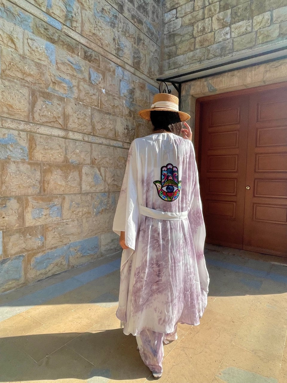 Hand Eye Embroidered Purple Kimono