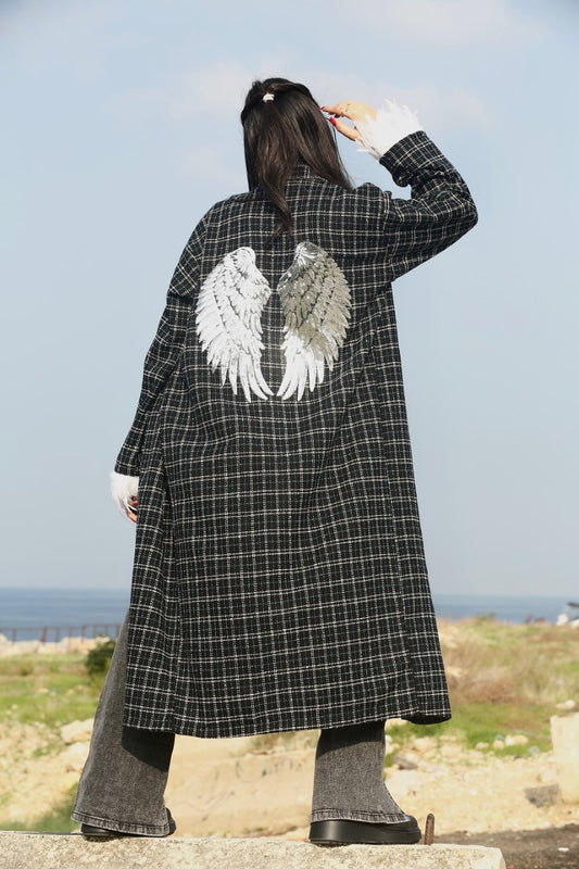 Tweed Silver Wings Emberoidered Luxury Kimono